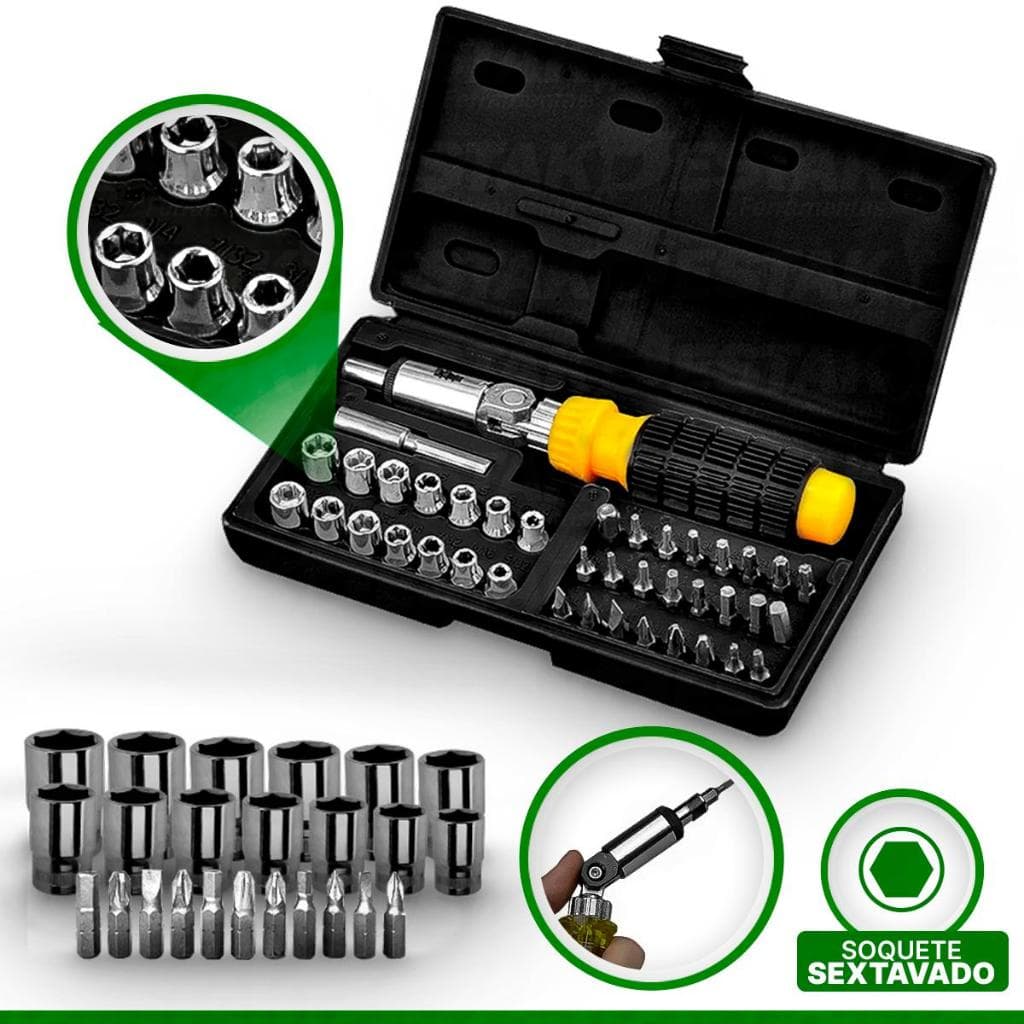 Jogo de Soquetes 41 Peças com Catraca Reversível Snel SN35 – Kit Mecânico Profissional