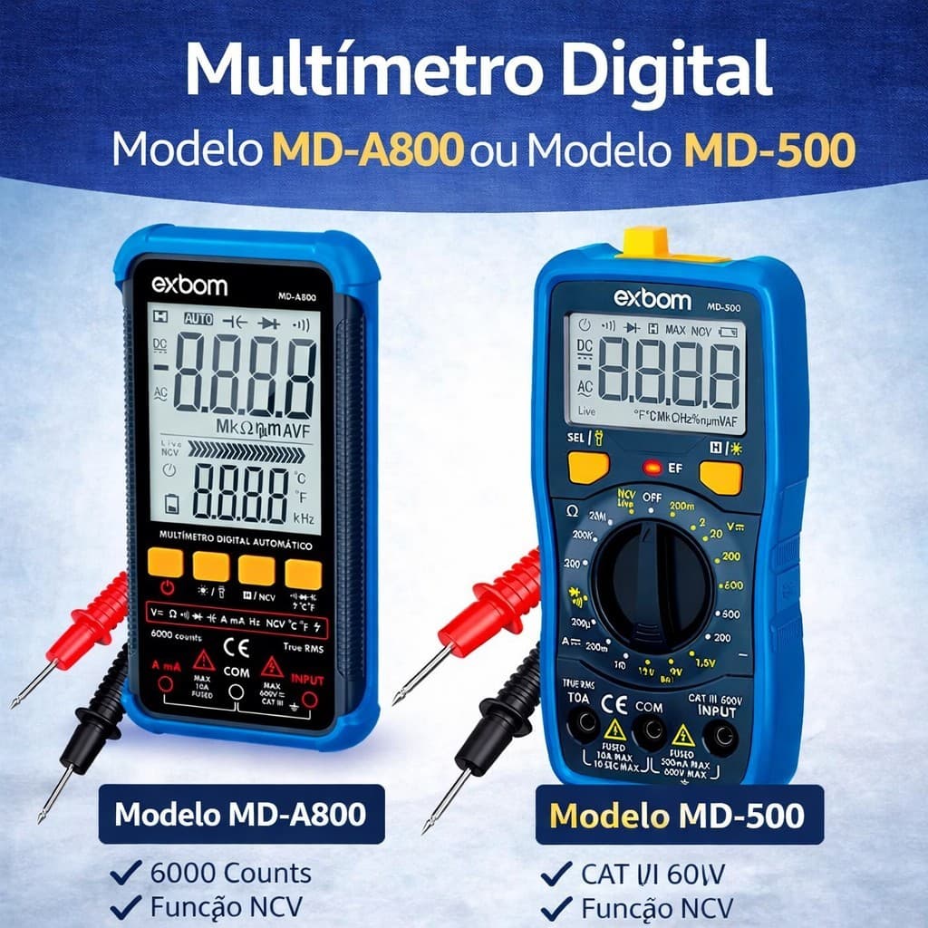 Multímetro Digital Modelo MD-A800 ou Modelo MD-500