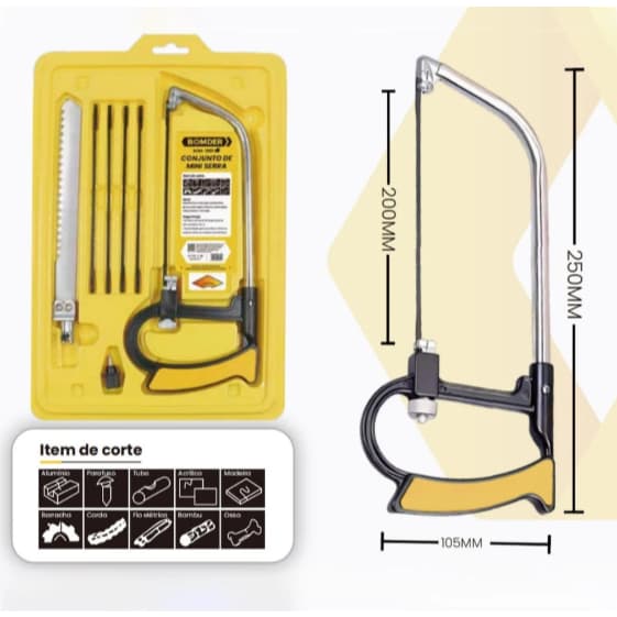Kit Arco de Serra Mágica Multifuncional 7 Em 1 Universal Mini Serrote Tico Tico Manual Portátil BW5062