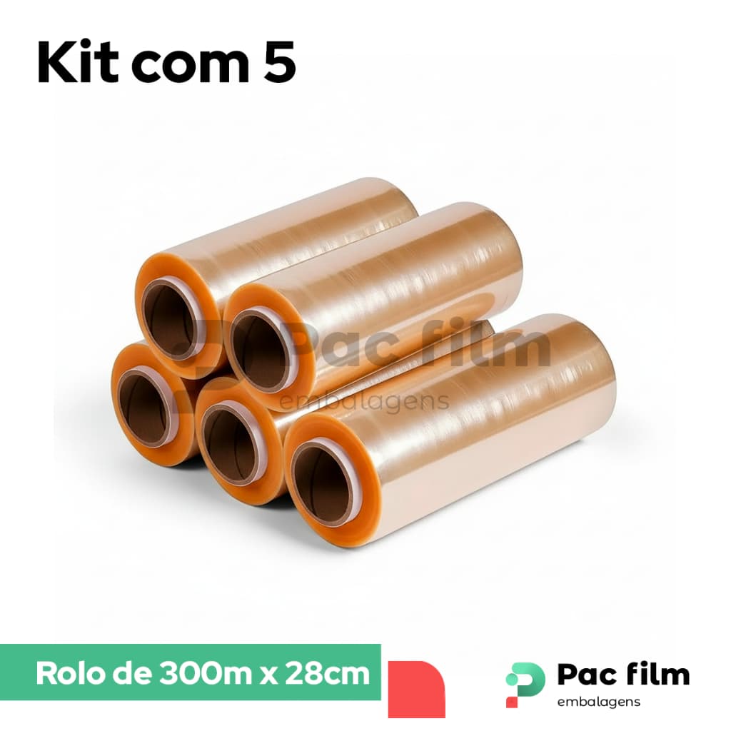 Kit 5 Rolo Bobina Plastico De Filme Pvc 28cm X 300 Metros