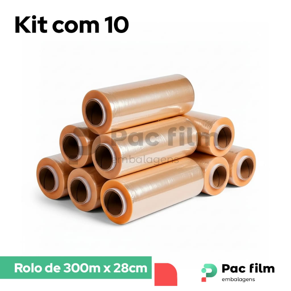 Kit 10 Rolo Bobina Plastico De Filme Pvc 28cm X 300 Metros