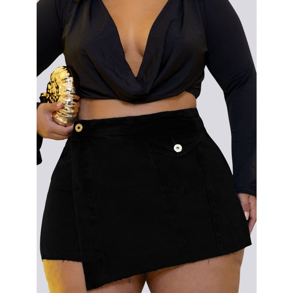Short Saia Jeans Plus Size Feminino Curto sem Lycra