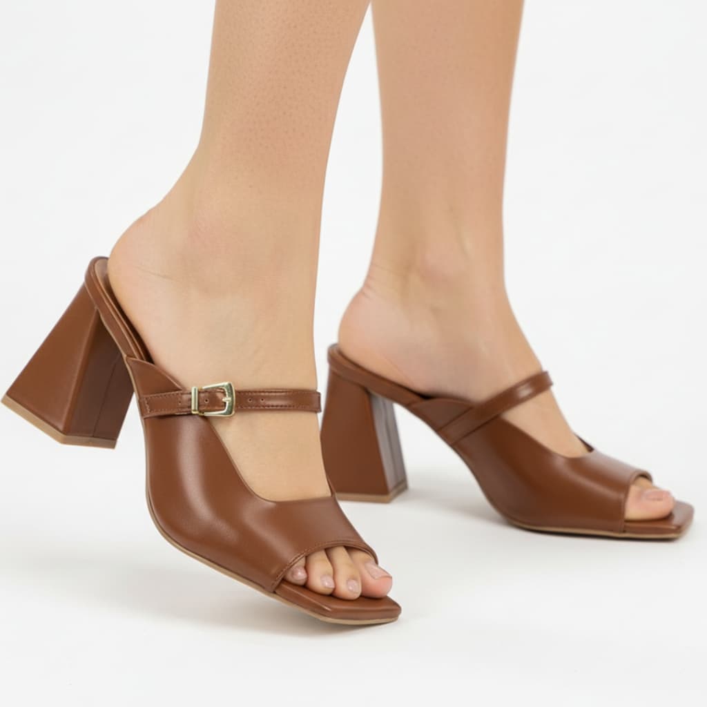 Tamanco Vizzano Salto Grosso 9,5cm Bico Quadrado Feminino Conforto