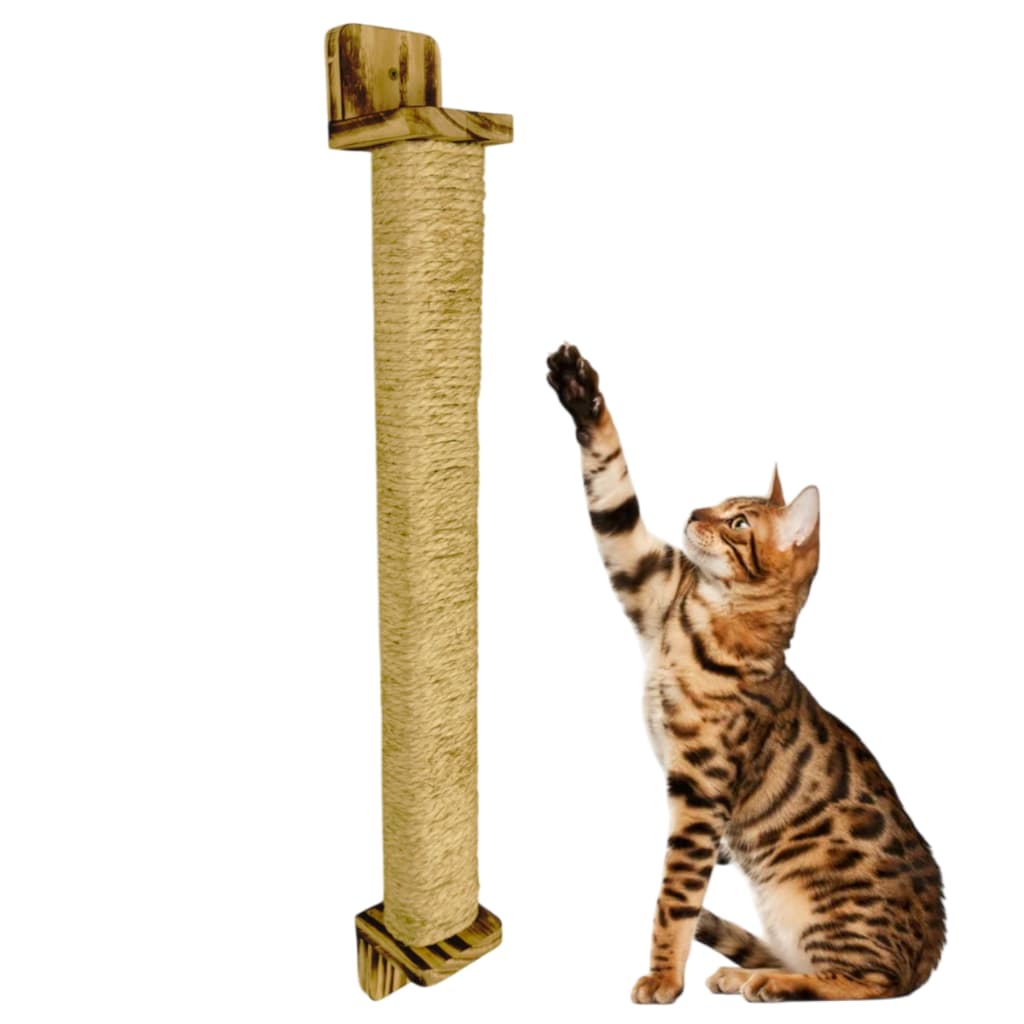 Arranhador Vertical De Sisal P/ Gatos Rústico 70cm Parede
