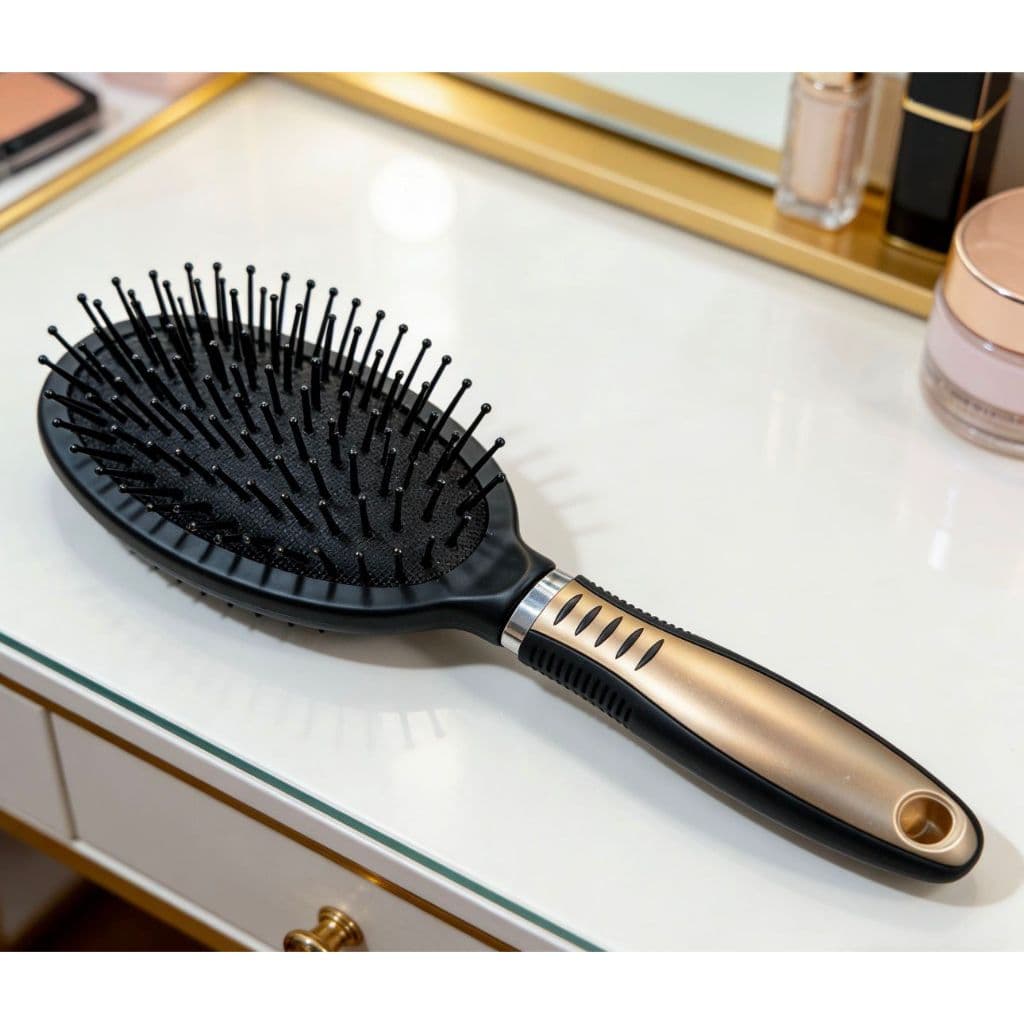 EscovaDeCabeloAlmofadadaOval estiloRaquete comCerdasDe maciasSilicone para cabelereiros profissional