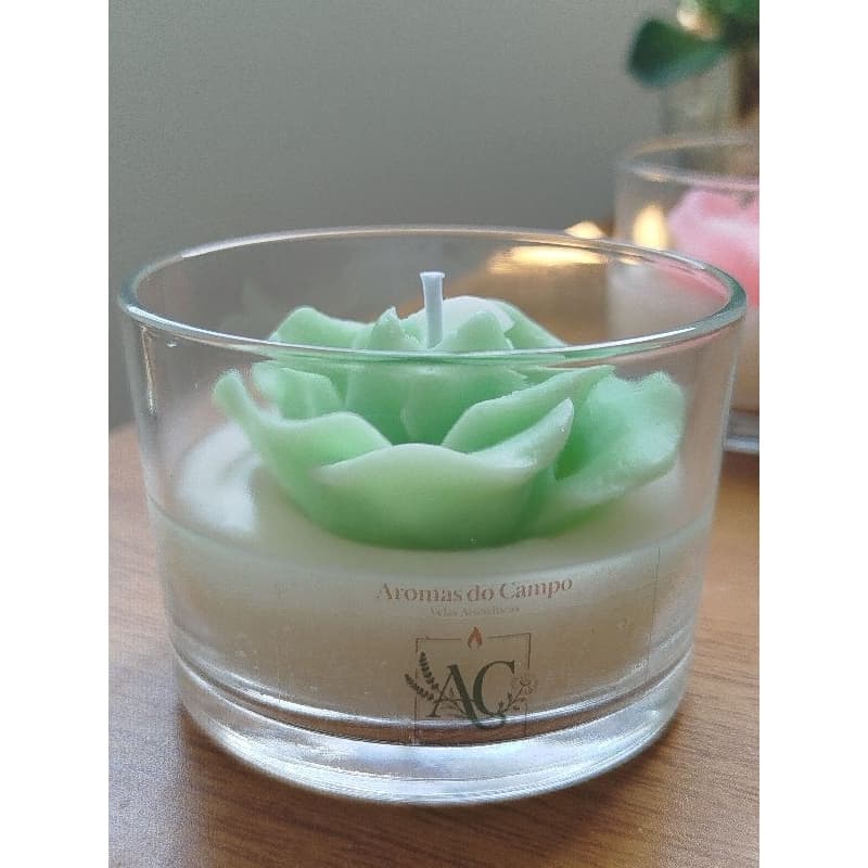Vela aromáticas 140g no vidro  com flores