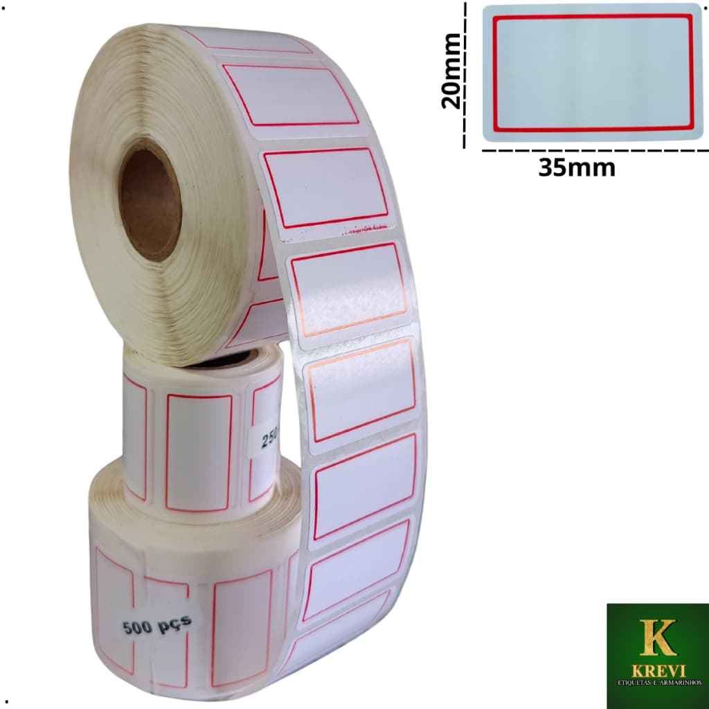 1.000 Etiquetas 35x20mm fundo branco Tarjada VERMELHO Multiuso 35x20mm - N°6