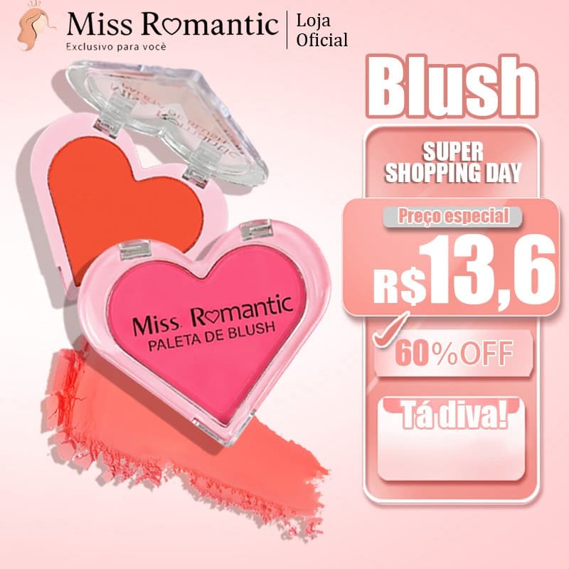 Blush Miss Romantic Coração – Alta Pigmentação, Toque Suave e 3 Cores Lindas