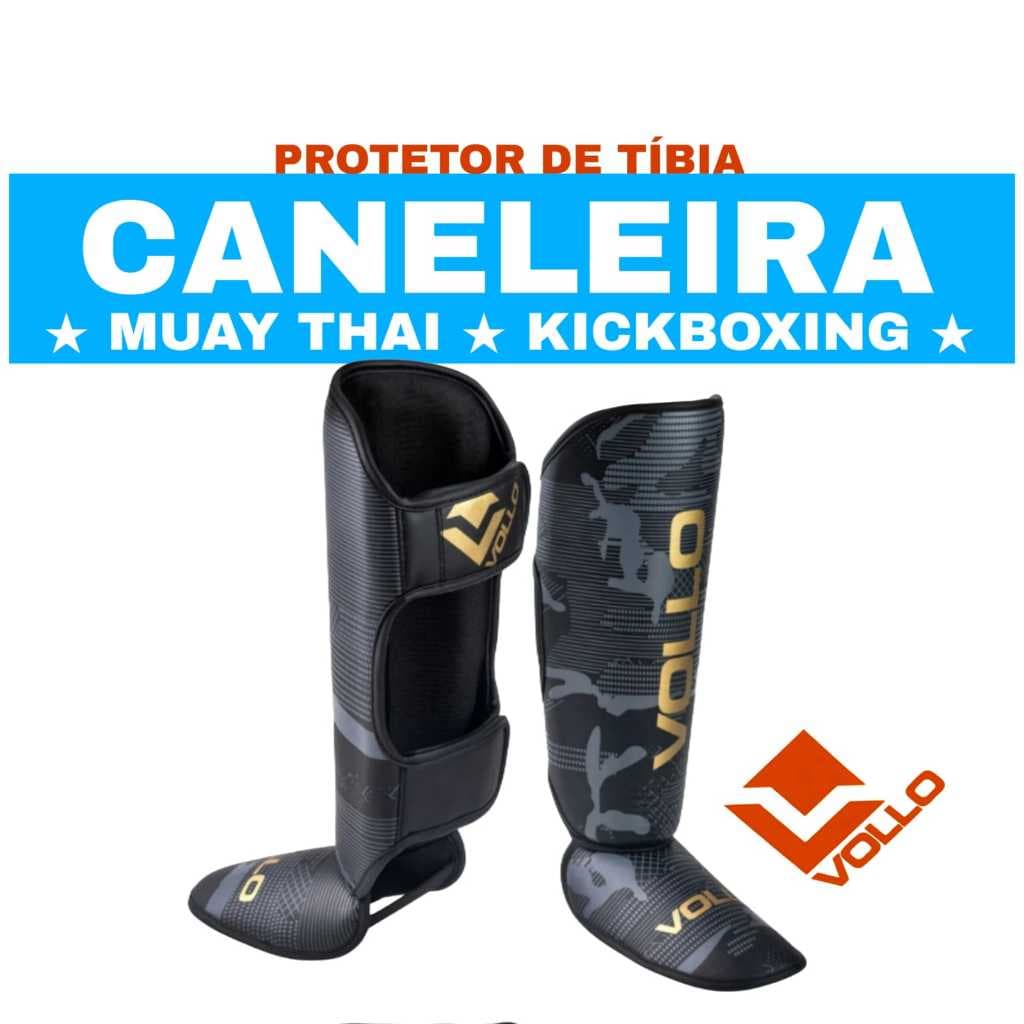CANELEIRA PROTETOR DE TÍBIA VOLLO MUAY THAI, KICKBOXING MMA LUTA CONTATO