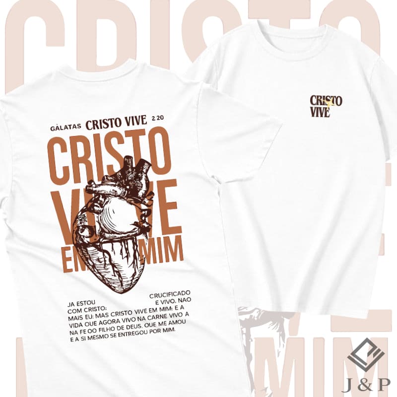 Camiseta 100% Algodão Evangelica Cristo Jesus - Cristo Vive Em Mim