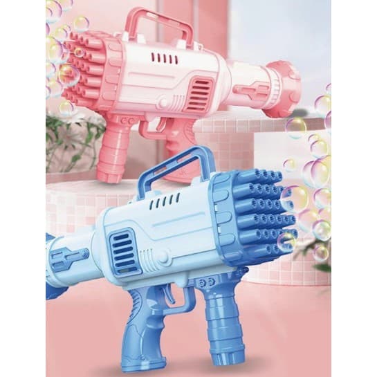Lançador de Bolhas Sabão Bazuka Automática Bolha de Sabão 32 Furos de Bolhas Brinquedo Infantil