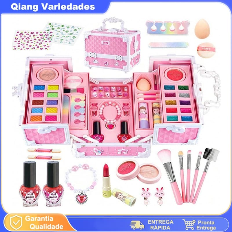 Kit Conjunto Maquiagem C/maleta Infantil Lavável Presente Crianç