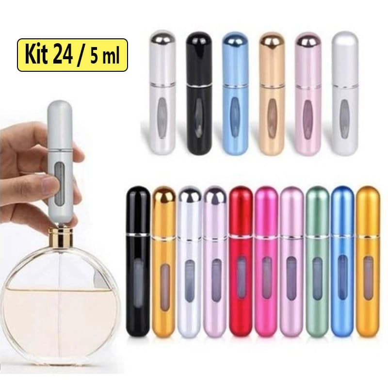 Kit 6/12/24 unidades Porta Perfume Recarregavel Portatil Spray 5ml-Mini Frasco Perfume Portatil Atomizador Cosmético