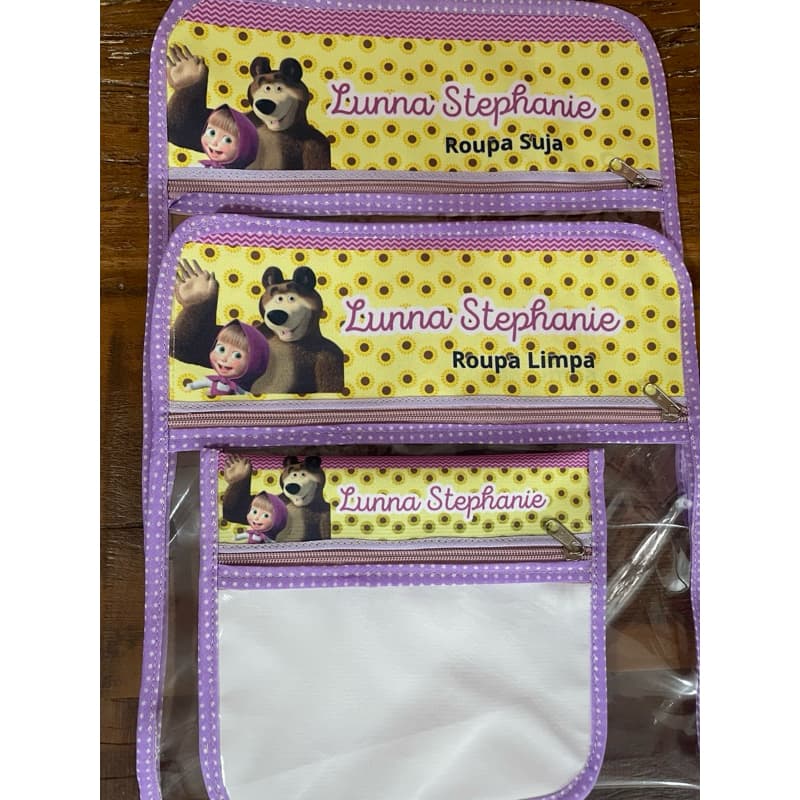 kit 5 peças, sendo 4 necessaire grandes e 1 higiene