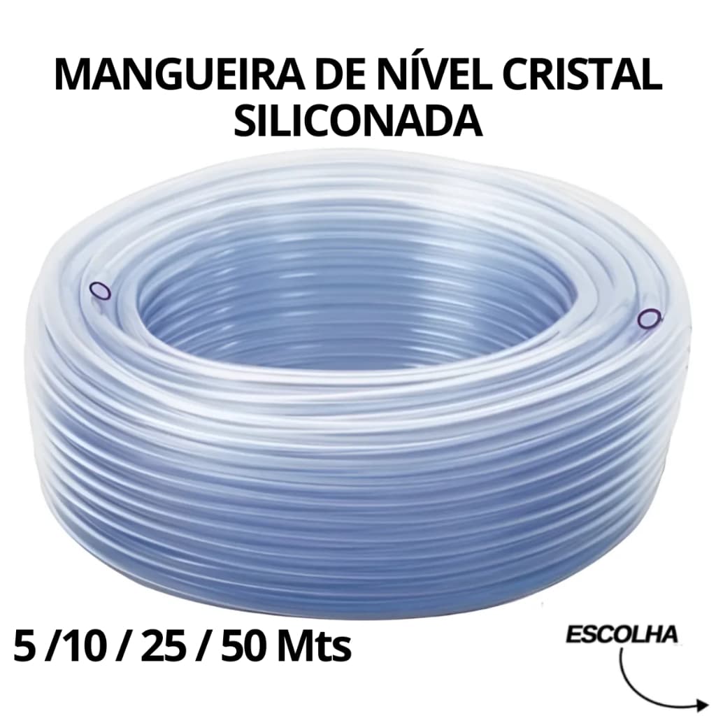 Mangueira de Pedreiro Nivel Silicionada Cristal ReforçadaTransparente 5/16 x 1,0mm - Escolha