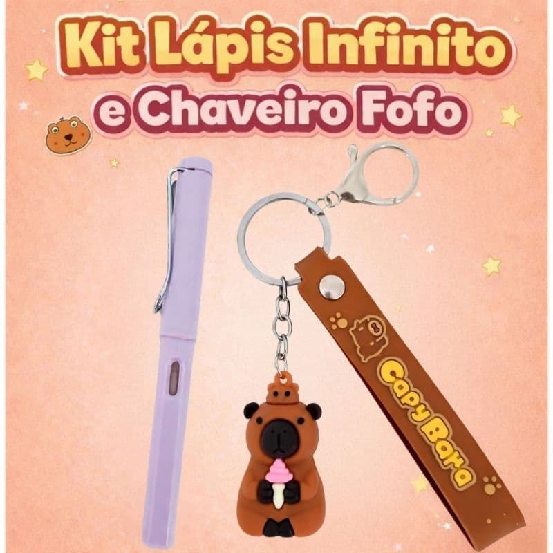 kit lapis infinito e chaveiro