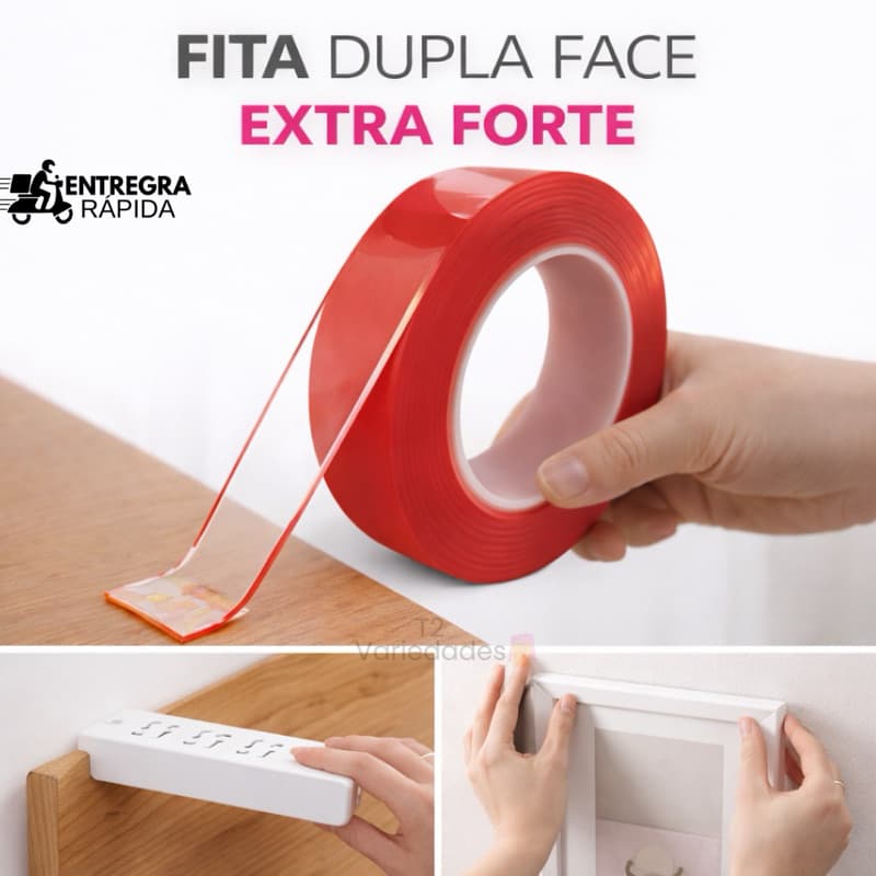 Fita Adesiva Magica Dupla Face 2M E 4,5M Super Forte Transparente Gel Auto Colante Adesivo Acrilico