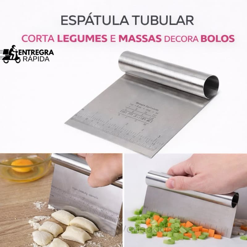Espátula Em Inox Prática Raspador De Massa Com Cabo Tubular Cortador De Legumes