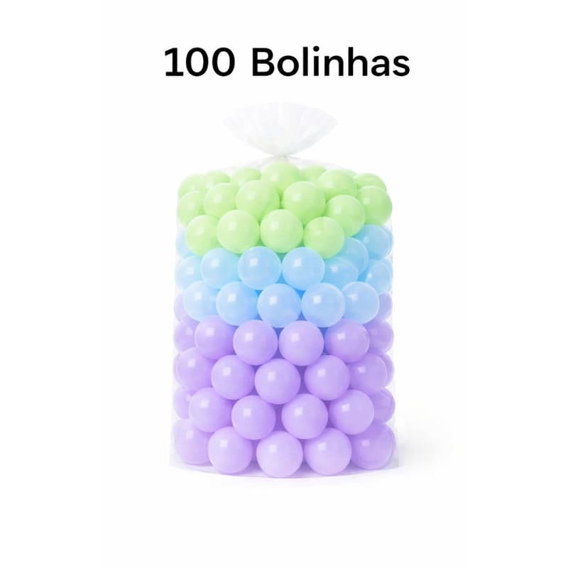100 Unidades de Bolinha Plástica azul bebê lilás e verde tom pastel Piscina Bolinhas Promoção 25, 50 e 100 - Não Amassam