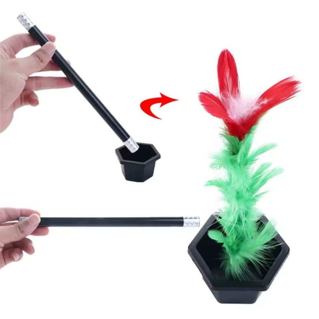 Varinha Mágica com Flor Aparição - Fácil de Usar e Reutilizável, Ideal para Apresentações