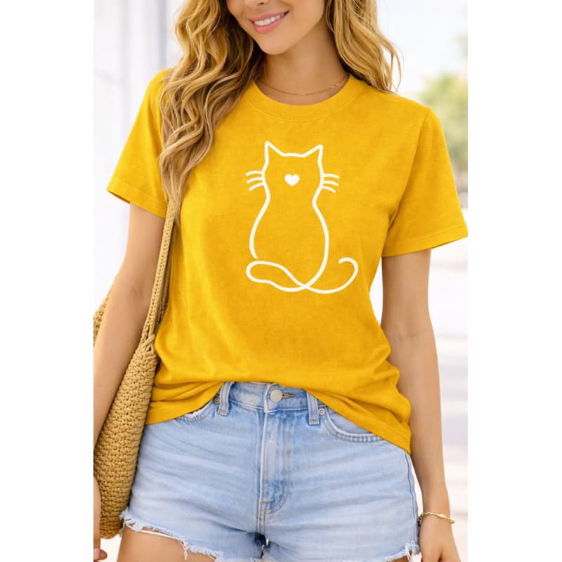 CAMISETA T-SHIRT FEMININA 100% ALGODÃO TENDENCIA MODA FEMININA GATO