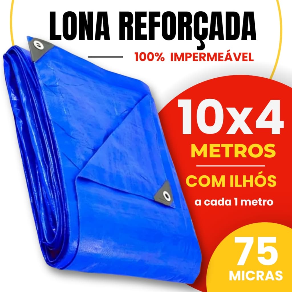 Lona Leve Plástica 10x4 Metros Azul Telhado Carreteiro Cobrir Caminhão 75g