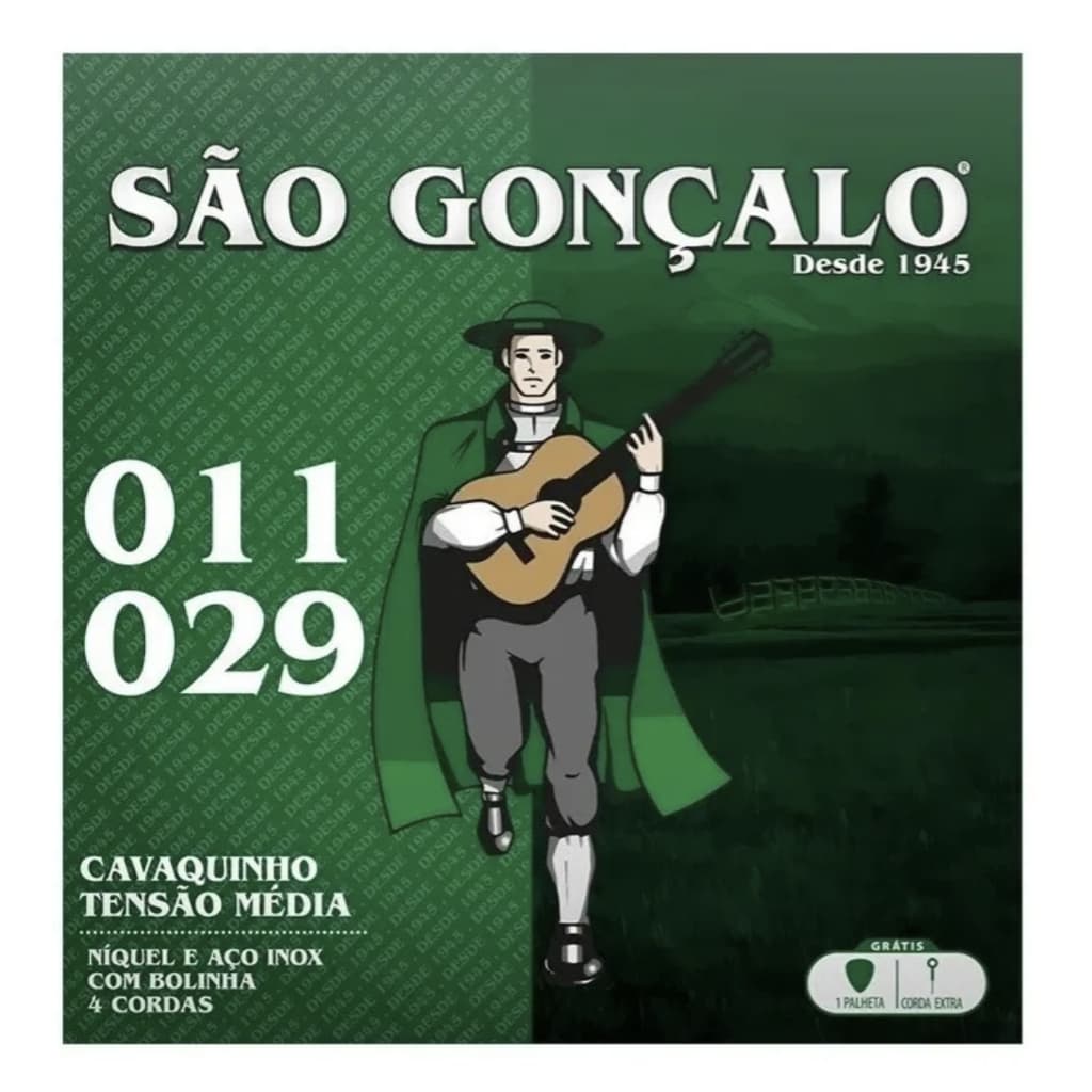 Kit 1 Encordoamento São Gonçalo Cavaco + Palheta Corda Extra