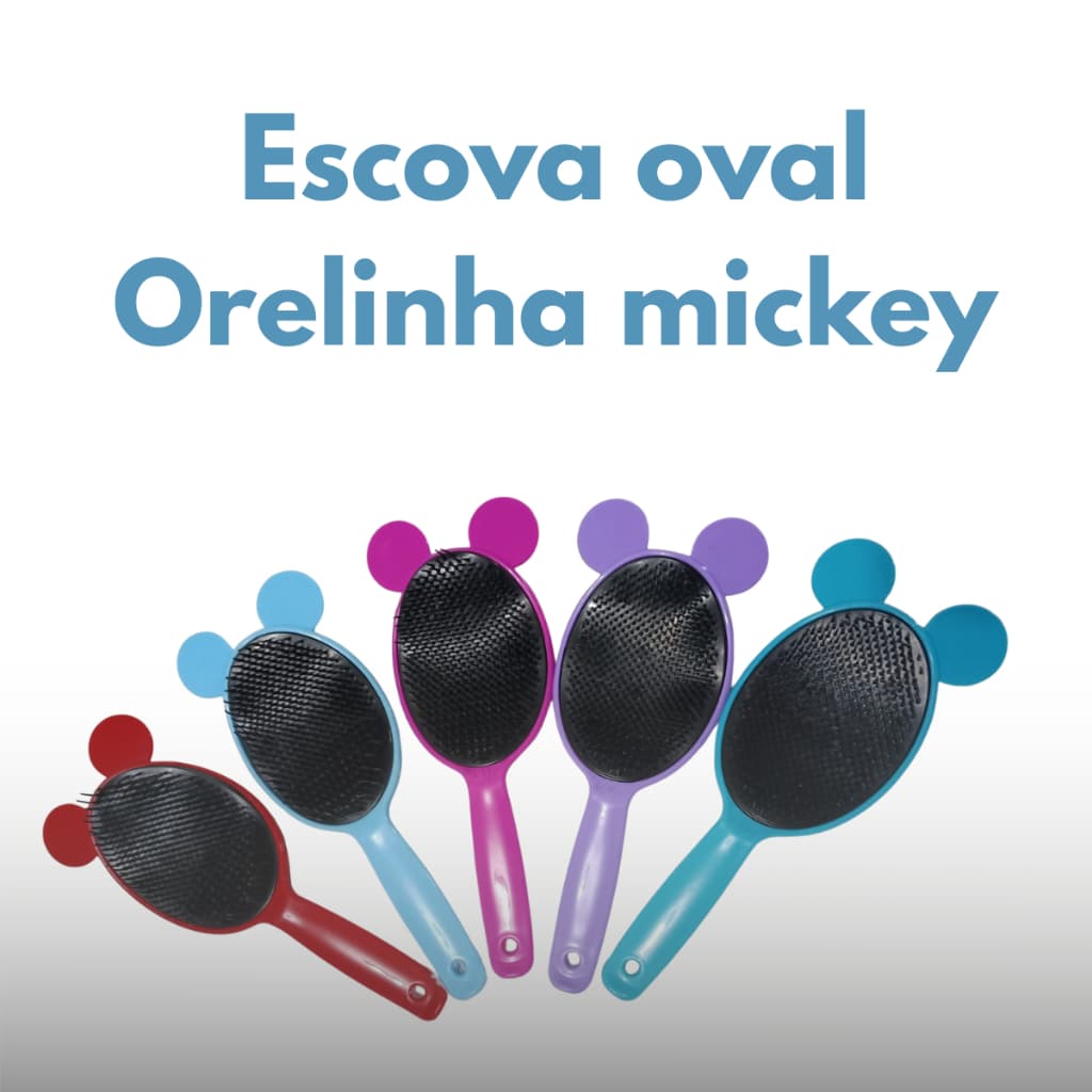 Escova de Cabeloo Oval Flex Para Todos os Tipo De Cabelos com Orelhinha Cores Sortidas Para Crianças