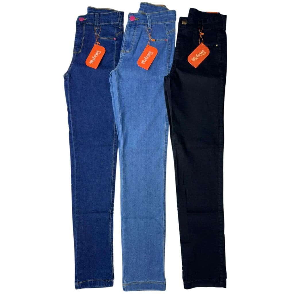 Kit 3 CALÇAS jeans SKINNY menina infantil juvenil elastano lycra escola