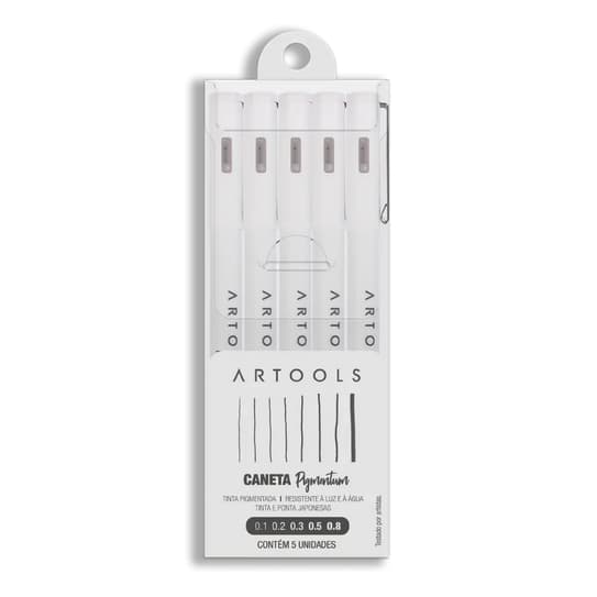 Caneta Pigmentum Preta Estojo com 5 Traços – Artools