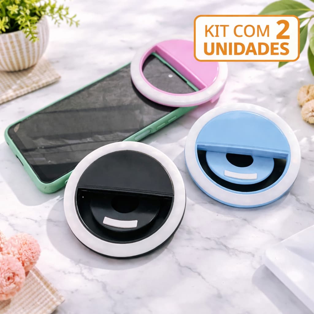 Ring Light Clip Celular LED Recarregável – Iluminação Perfeita para Selfies, Vídeos e Lives