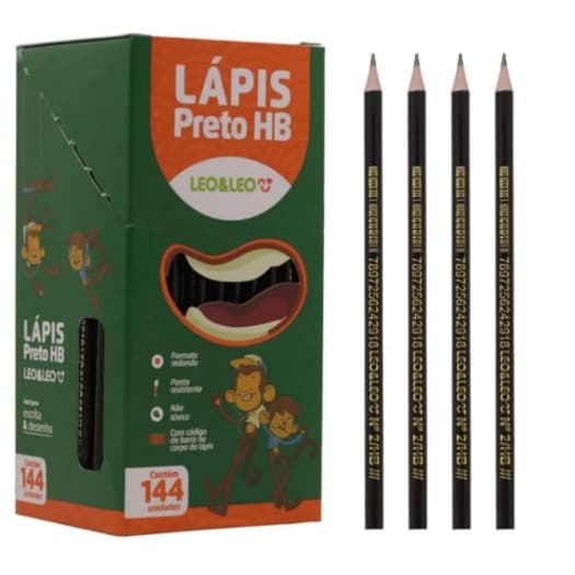 LÁPIS PRETO HB REDONDO KIT 8 UND LEO&LEO