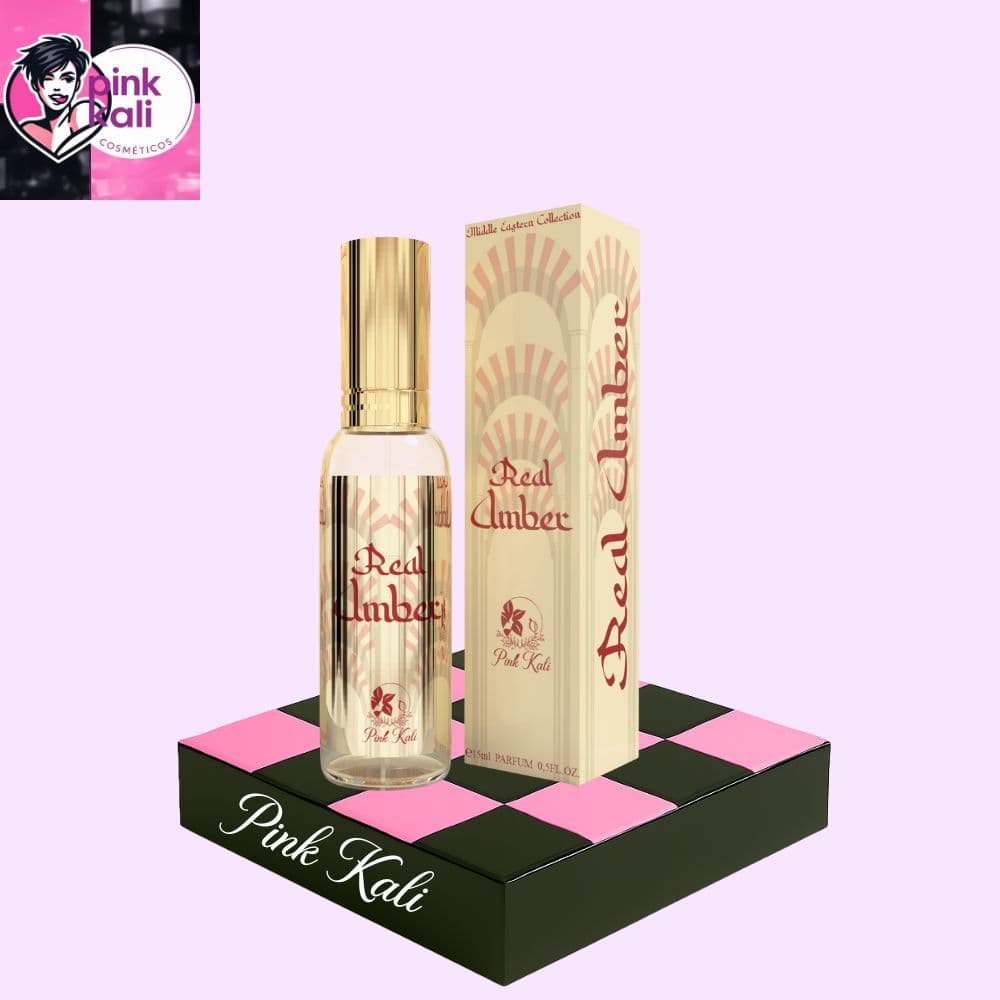 Perfume árabe 15ml Real Amber Pink Kali âmbar oriental quente intenso unissex original importado