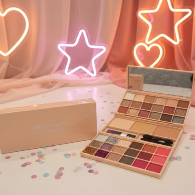 Paleta Completa Amor Anjo Sombras Iluminador Pó Compacto