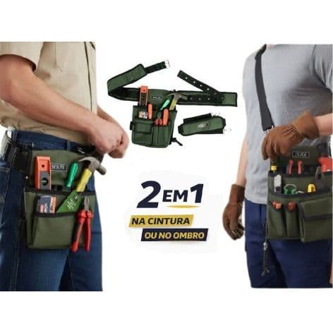 Bolsa Cinto Cartucheira para ferramentas Verde Militar Solze, Profissional, Resistente e Ergômica