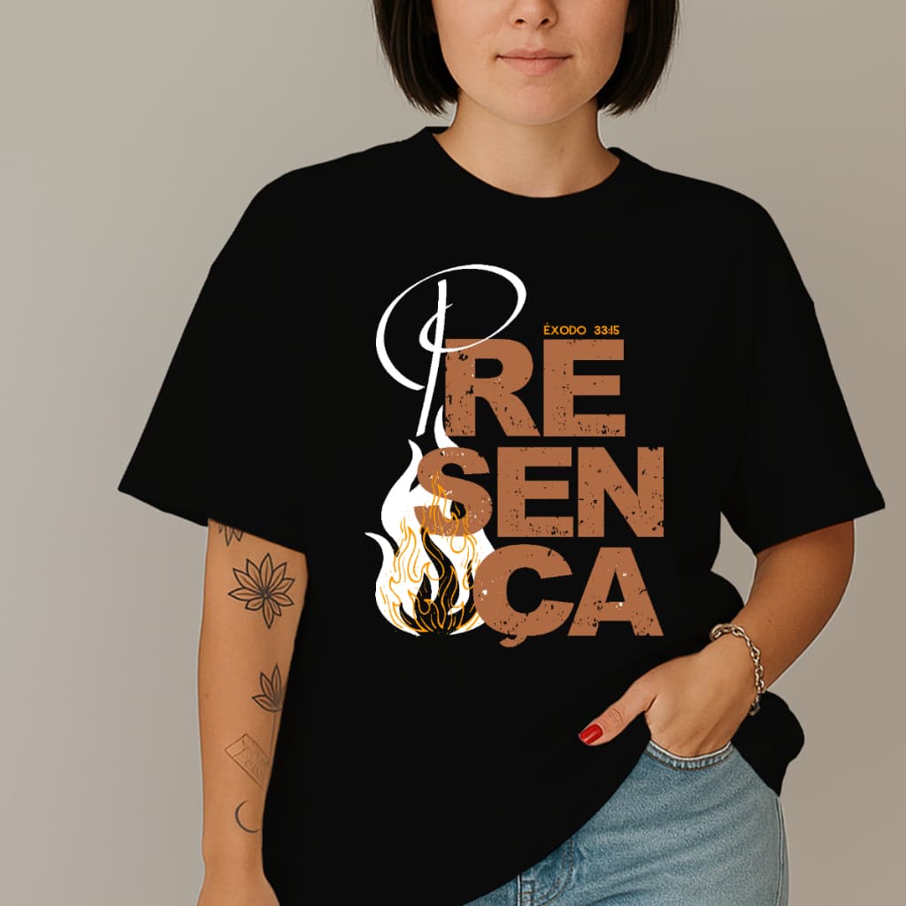 Camiseta Gospel Presença Êxodo 33:15 Cristã Evangélica Unissex