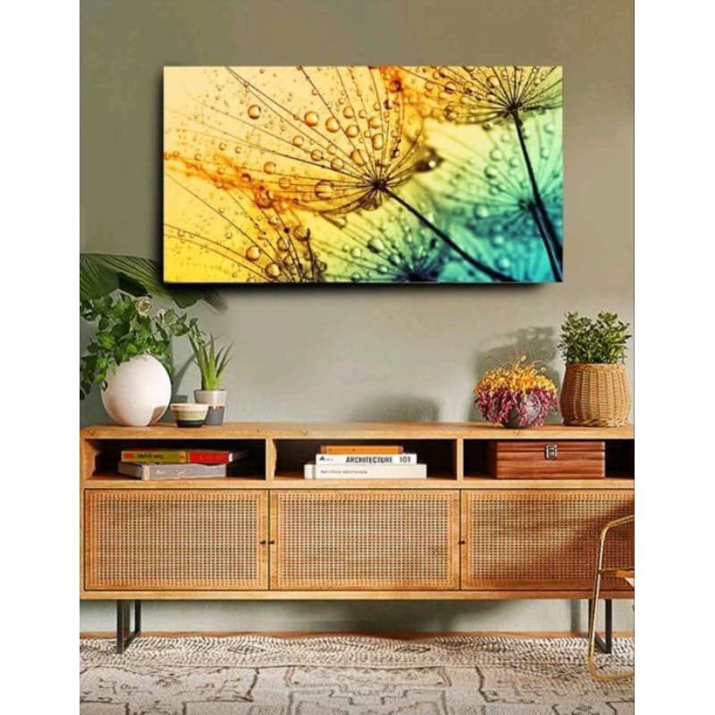 Quadro Decorativo 1 Peça Moderno Floral Flor Dente De Leão