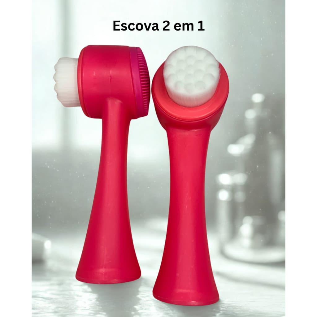 Escova Limpeza Facial 2 Em 1 -  Aparelho Massagem Esponja  Dupla Face Escova De Limpeza De Cravos