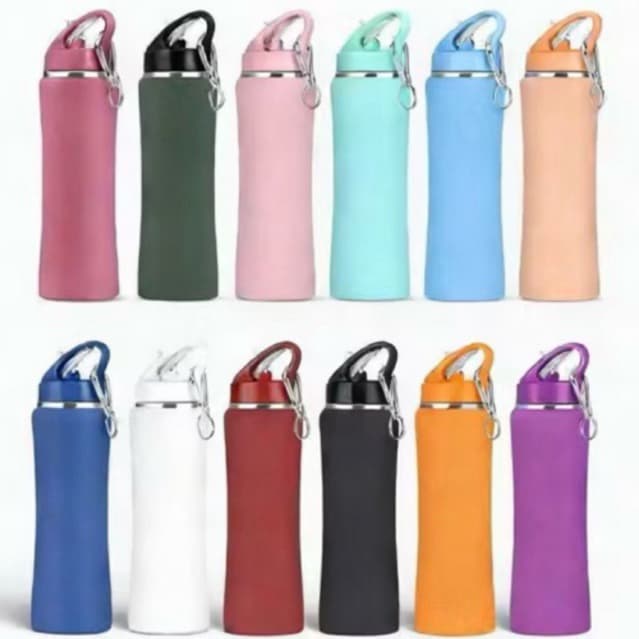 Garrafa Térmica 600ml Sport Bottle Canudo/Chaveiro Embutido na Tampa Prático Para o Dia a Dia
