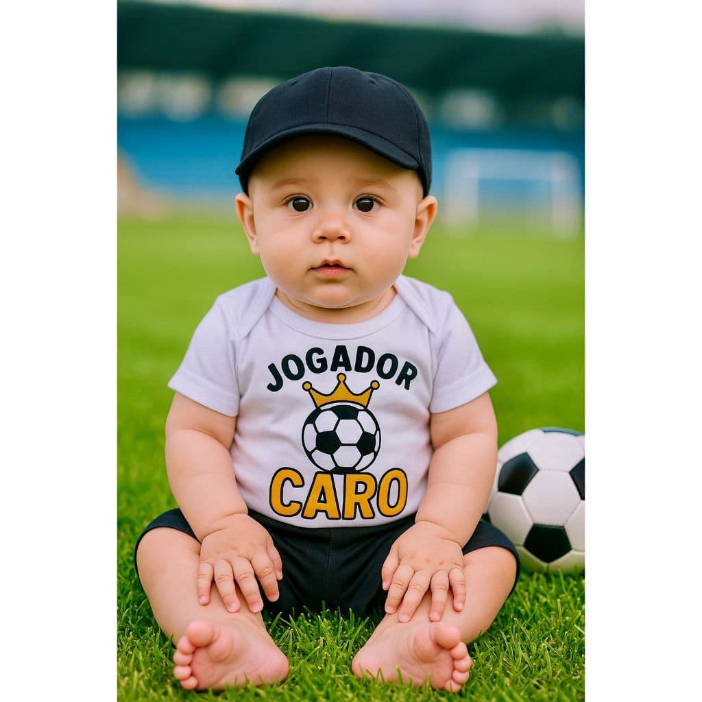 Body Jogador Caro Body Temático Futebol Body Mesversario Menino Body Frases Bebe Roupa Futebol Bebê