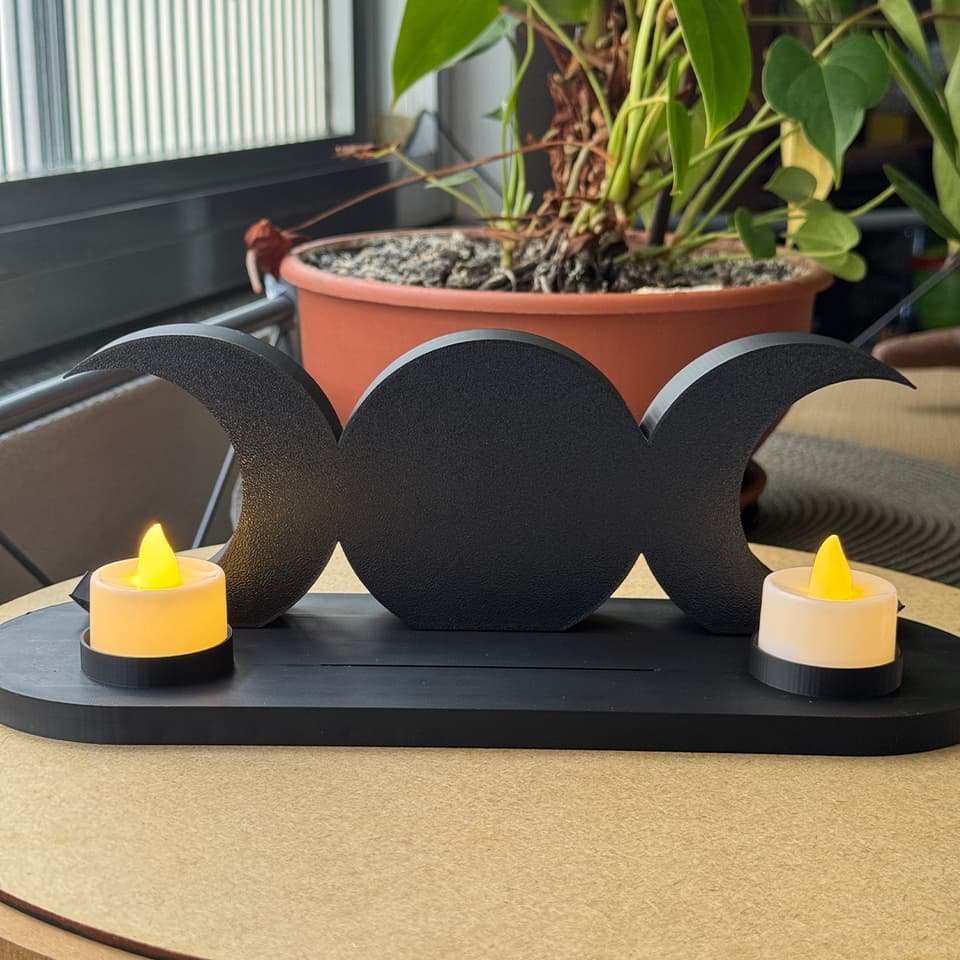 Altar Tríplice Lua para Tarot | Suporte para Carta e Velas Led