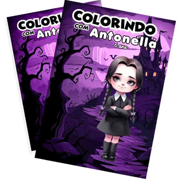 Kit 20 Livrinhos de Colorir Personalizados • Wandinha • Lembrancinha Festa Infantil