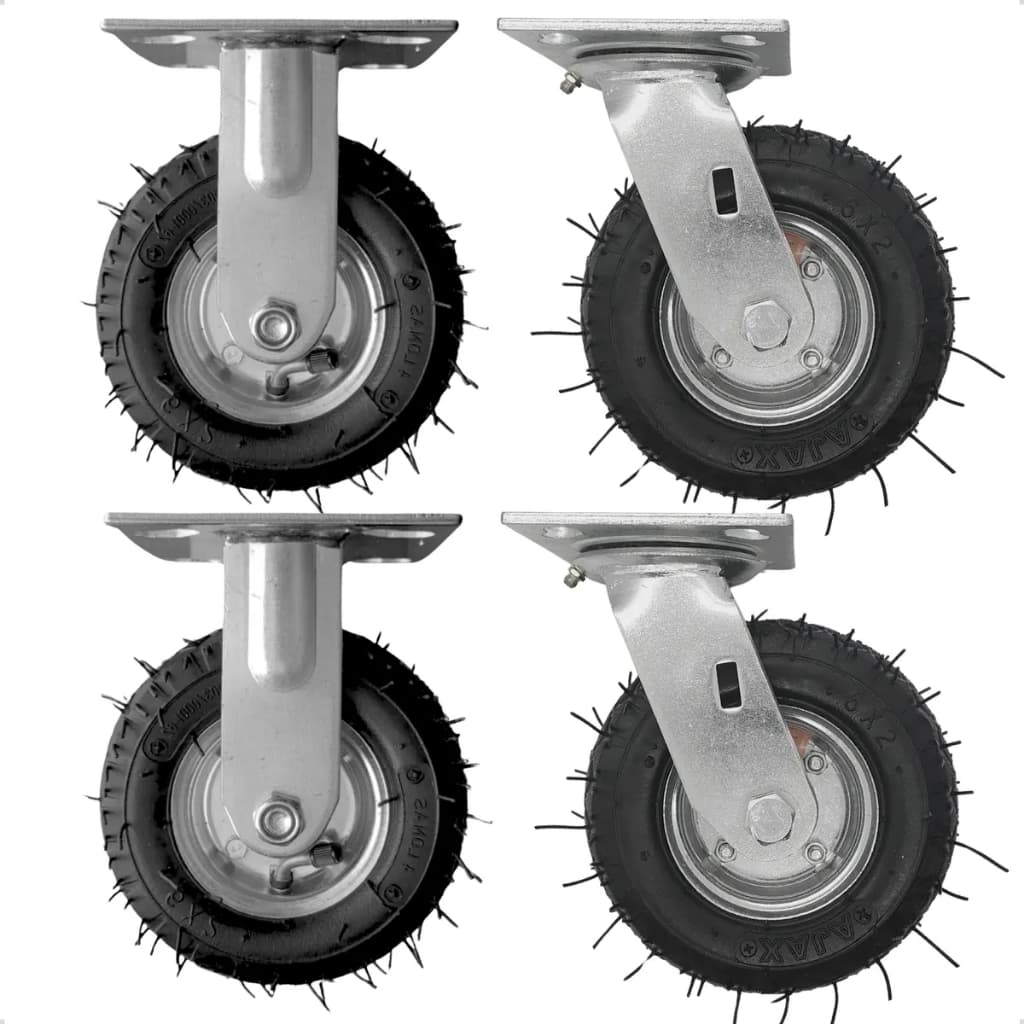 Kit 04 Rodizio Giratório E Fixo Pneumatico Cargo Speed 6x2
