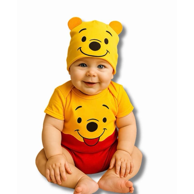 Kit body e touca ursinho pooh
