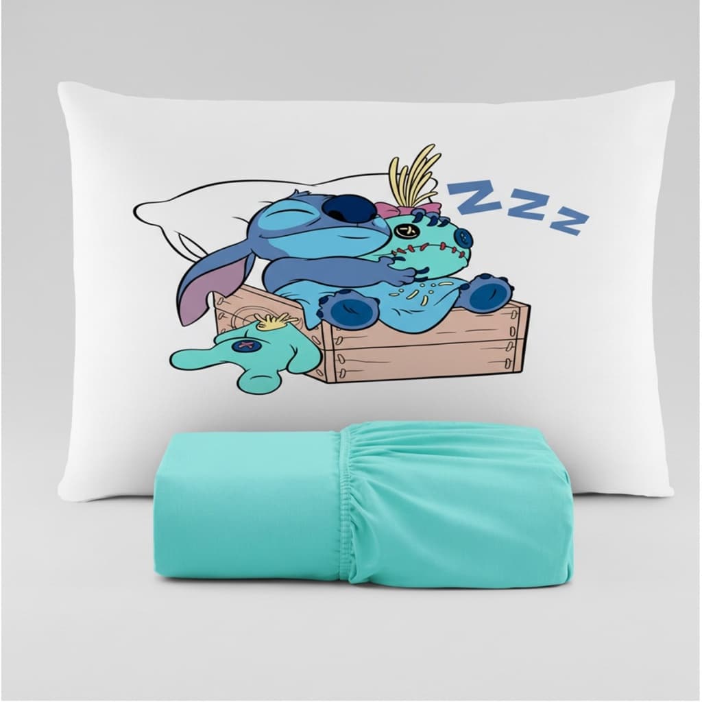 JOGO DE LENÇOL SOLTEIRO COM FRONHA ESTAMPADO STITCH 02 PEÇAS MICROPERCAL 400 FIOS INFANTIL TOQUE MACIO PROMOÇÃO !