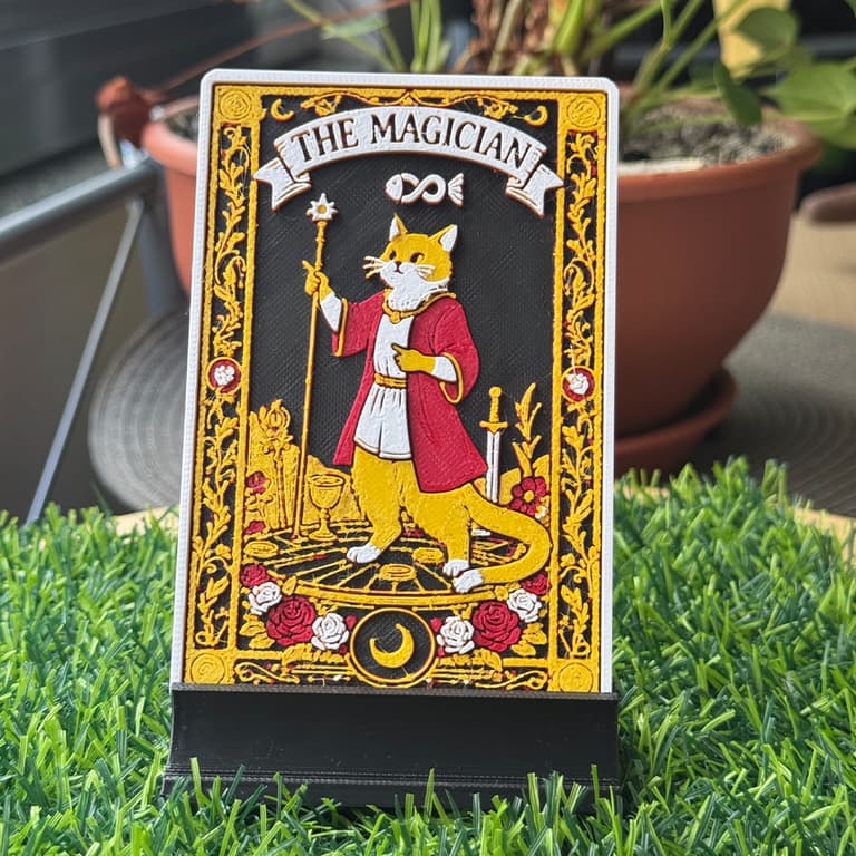 Carta de Tarot 3D Estilo Gatinho Decoração Mística e Fofa