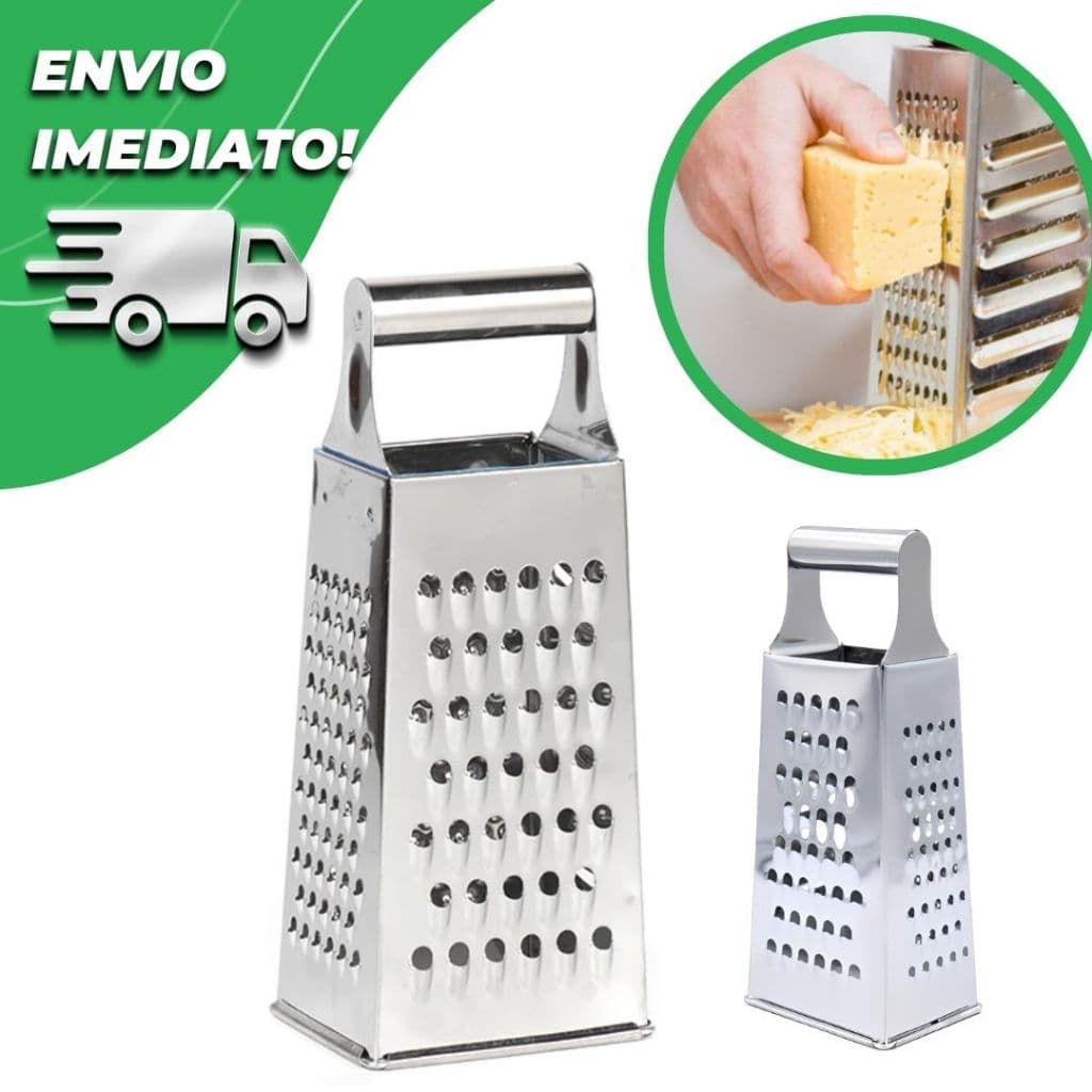 Ralador Manual 4 Faces Original Inox Multiuso 20,5cm Legumes Queijos Fruta 4 Lados