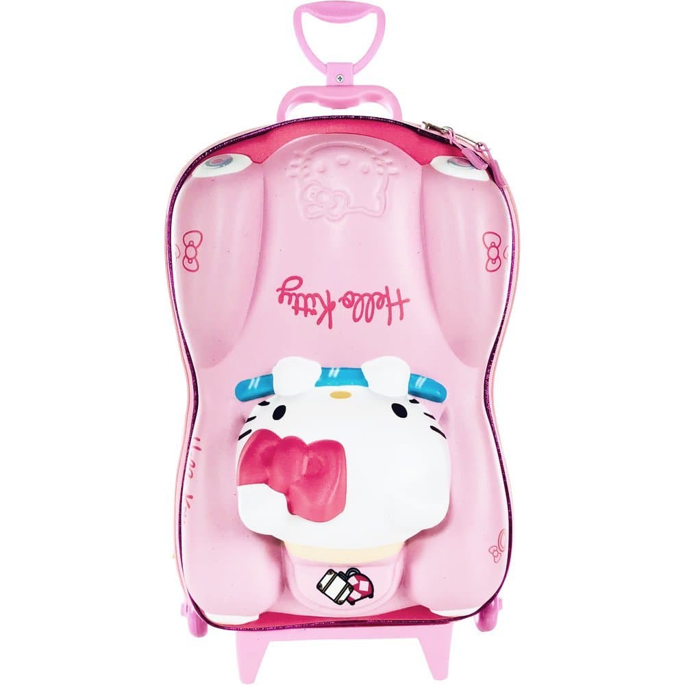 Mala Mochila Escolar 3D Alta Qualidade - Carro da Hello Kit Menina Rosa
