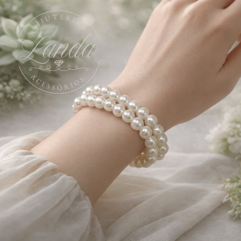 Kit 2 Pulseiras Braceletes Pérolas Miçangas Feminina Unissex Moda Vintage Simples Básica