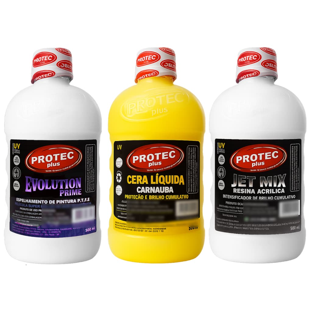 Kit de Ceras Automotivas: Cera de Carnaúba + Cera Evolution Espalhadora + Resina Acrílica 500ml